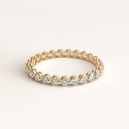 Yellow Gold Band with 2mm Natural Round Diamonds