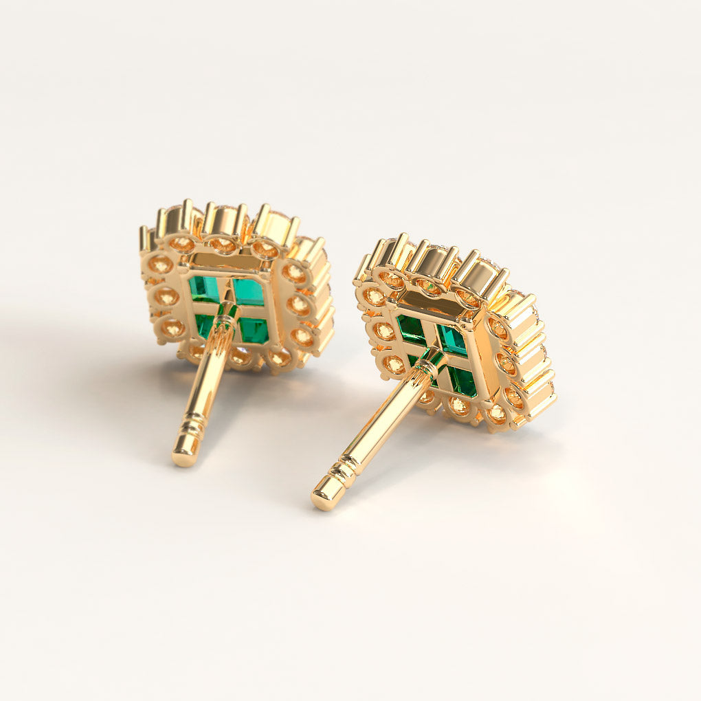 18K Gold Cocktail Earrings with Colombian Emerald and Diamonds