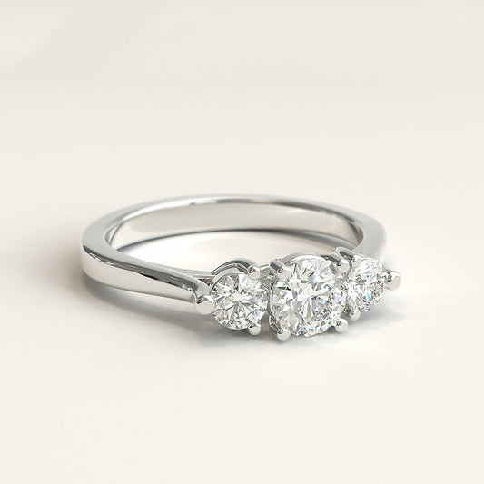 18k Gold Three-Stone Diamond Engagement Ring